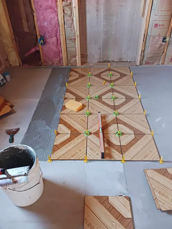 Modern tile installation in kitchen